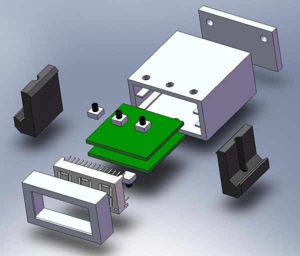 The exploded view of the electronic counter.