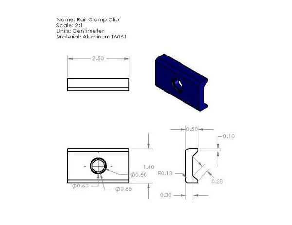 The rail clamp clip is used either to hold the display box clamp to a gun rail or used to clamp the rail clamp base to a gun rail