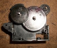 Figure 9: The actual gear system inside one motor assembly box
