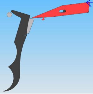 Figure 2.  Paintball gun trigger mechanism cocked.