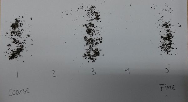 Three samples of different grinds. As you can see, it is difficult to differentiate the grinds by visual inspection.